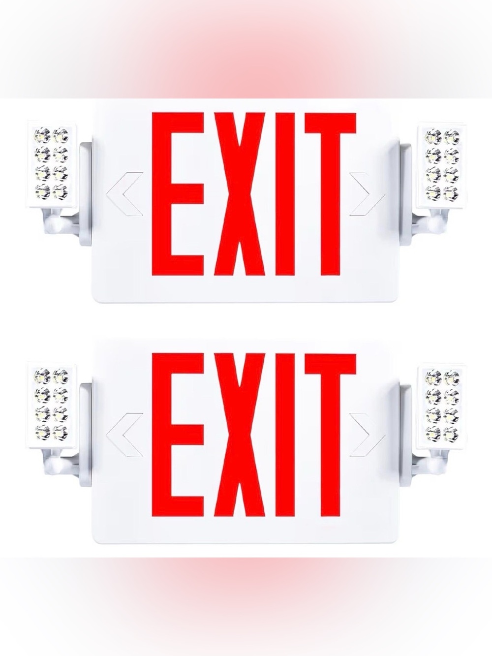 Sunco 2 Pack Red LED Exit Sign with Emergency Lights
